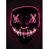 Cosplay Maske "The Purge" - Neon LED Gesichtsmaske Halloween Universalgrösse - Rosa