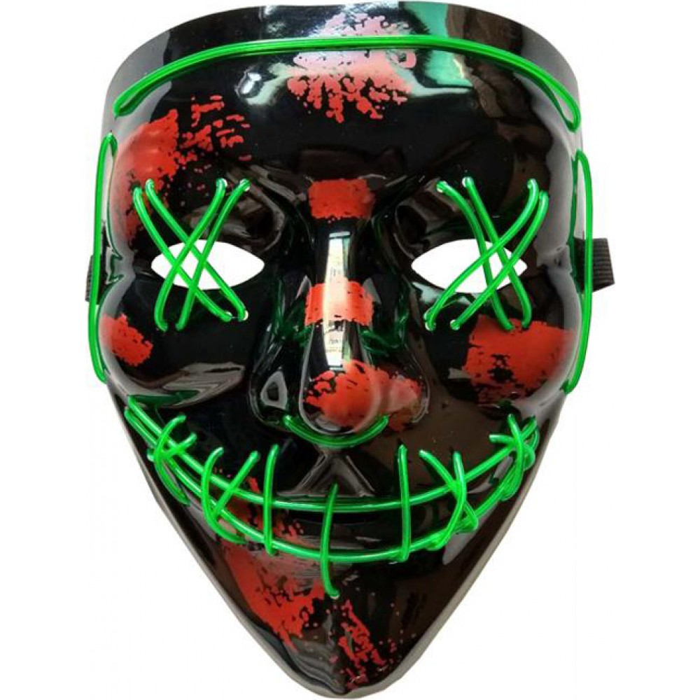 Cosplay Maske "The Purge" - Neon LED Gesichtsmaske Halloween Universalgrösse - Grün