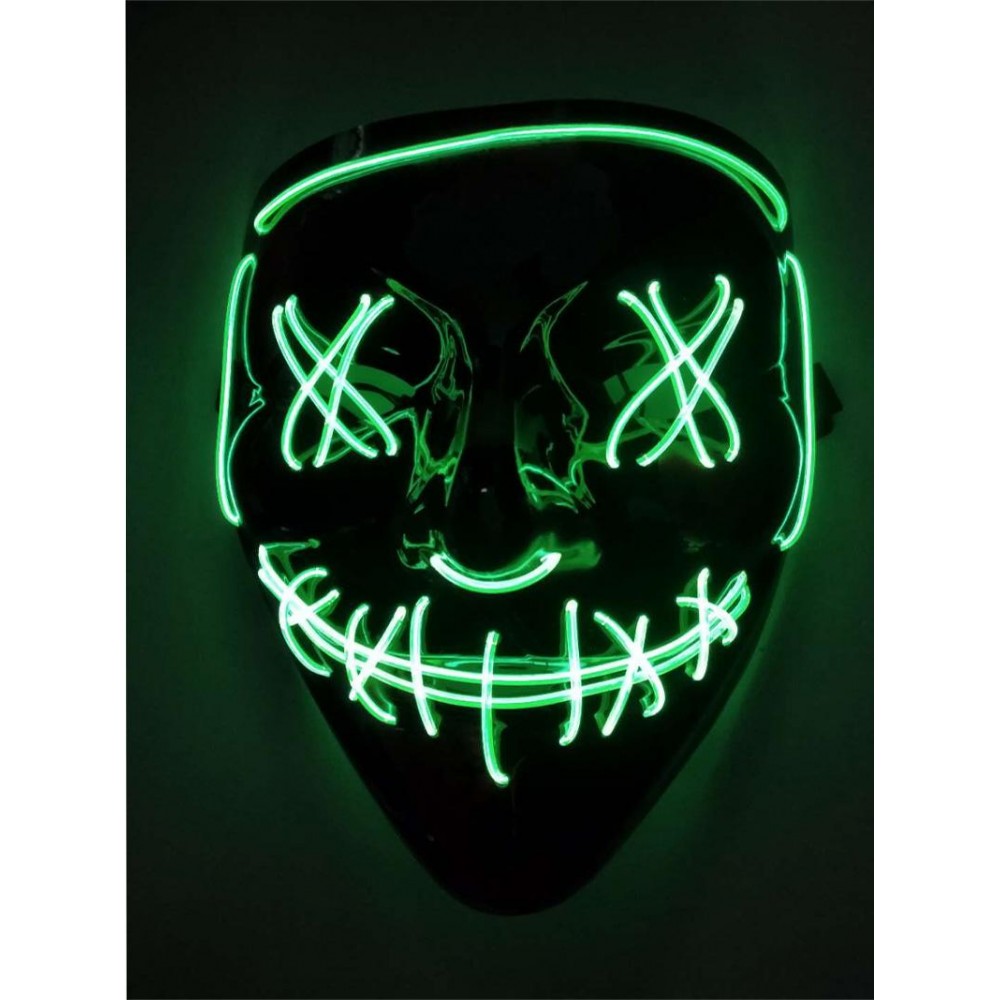 Cosplay Maske "The Purge" - Neon LED Gesichtsmaske Halloween Universalgrösse - Grün