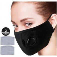 N95 Gesichtsmaske (2 Aktivkohlefilter) - Chirurgische Mundschutz Maske - Schwarz