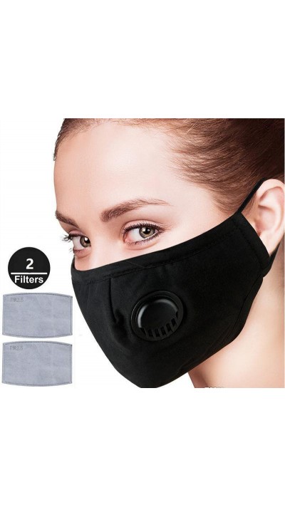 N95 Gesichtsmaske (2 Aktivkohlefilter) - Chirurgische Mundschutz Maske - Schwarz