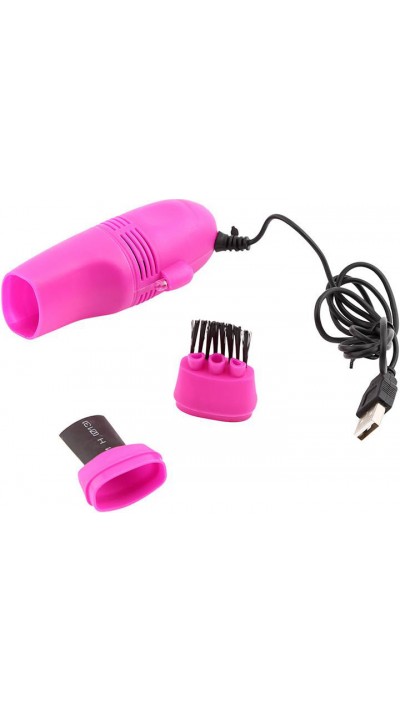 Mini aspirateur avec deux accessoires pour le nettoyage du clavier de PC/Laptop - Rose