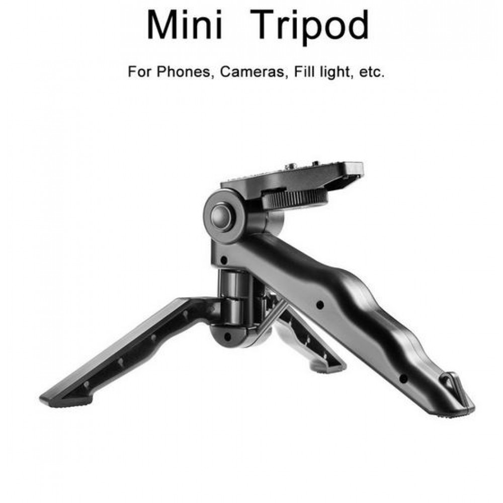 Mini Selfiestick Tripod Stativ 360° drehbar - Faltbarer Smartphone Halter Tripod - Schwarz