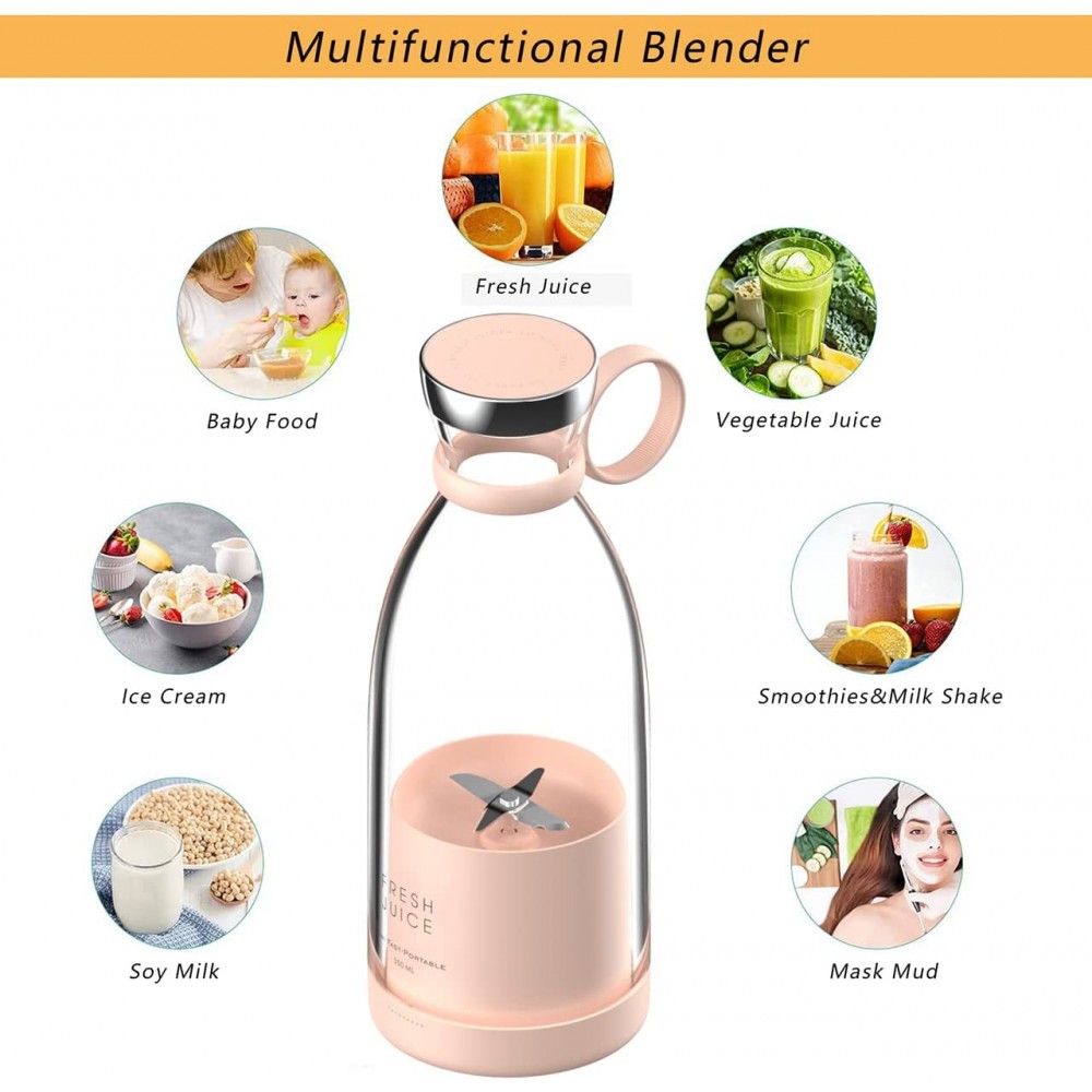 Fresh Juice - Smoothie Maker mixeur 350ml portable blender incl. station de charge à induction USB - Blanc