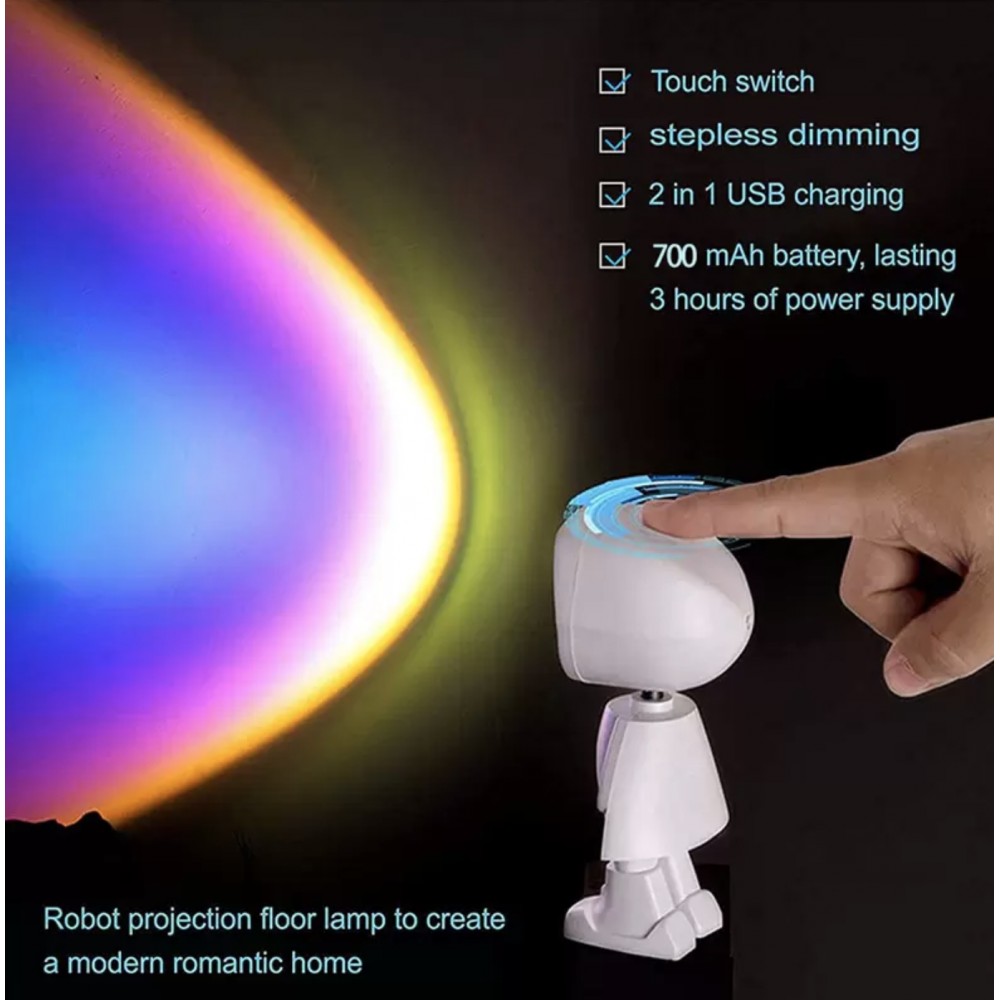 Mini USB astronaute robot tête tournante - LED Light Projector SUNRISE Atmosphère