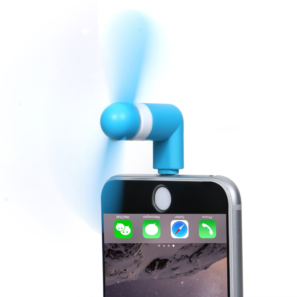 Mini ventilateur bleu pour smartphone parfait pour les déplacements et les journées chaudes - Micro-USB (Android)