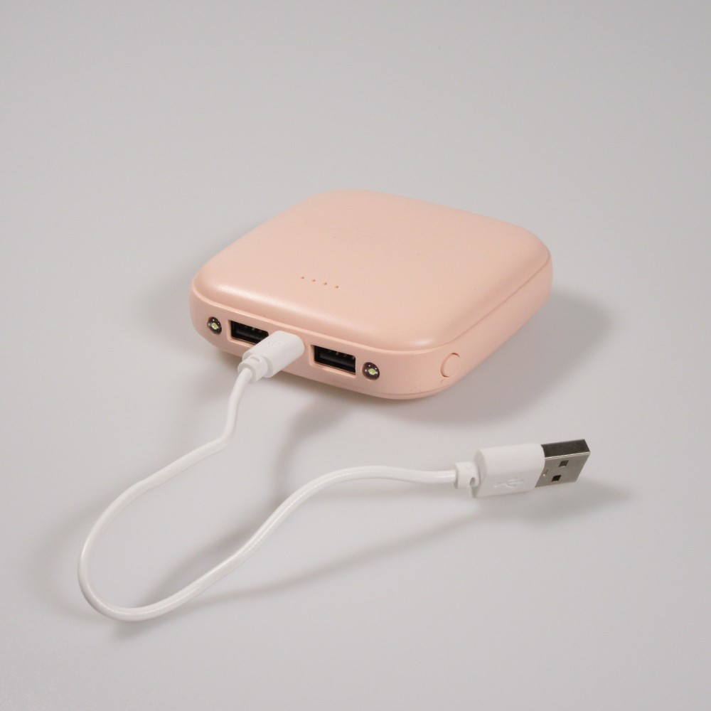 Mini batterie externe portable 20000mAh double USB avec lumière LED - Rose