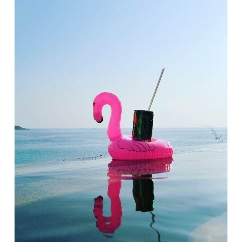 Kleiner aufblasbarer Mini Flamingo - schwimmender Party Getränkehalter in Flamingo Form - Rosa