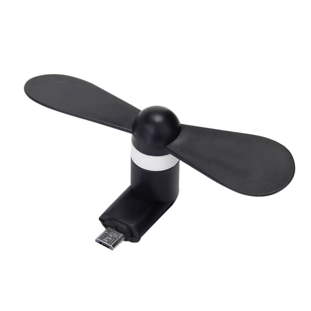 Mini ventilateur noir pour smartphone parfait pour les déplacements et les journées chaudes - Micro-USB (Android)