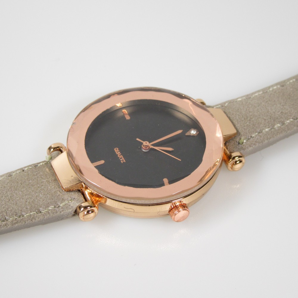 Kaleido-Uhr bronzefarben mit beigem Armband