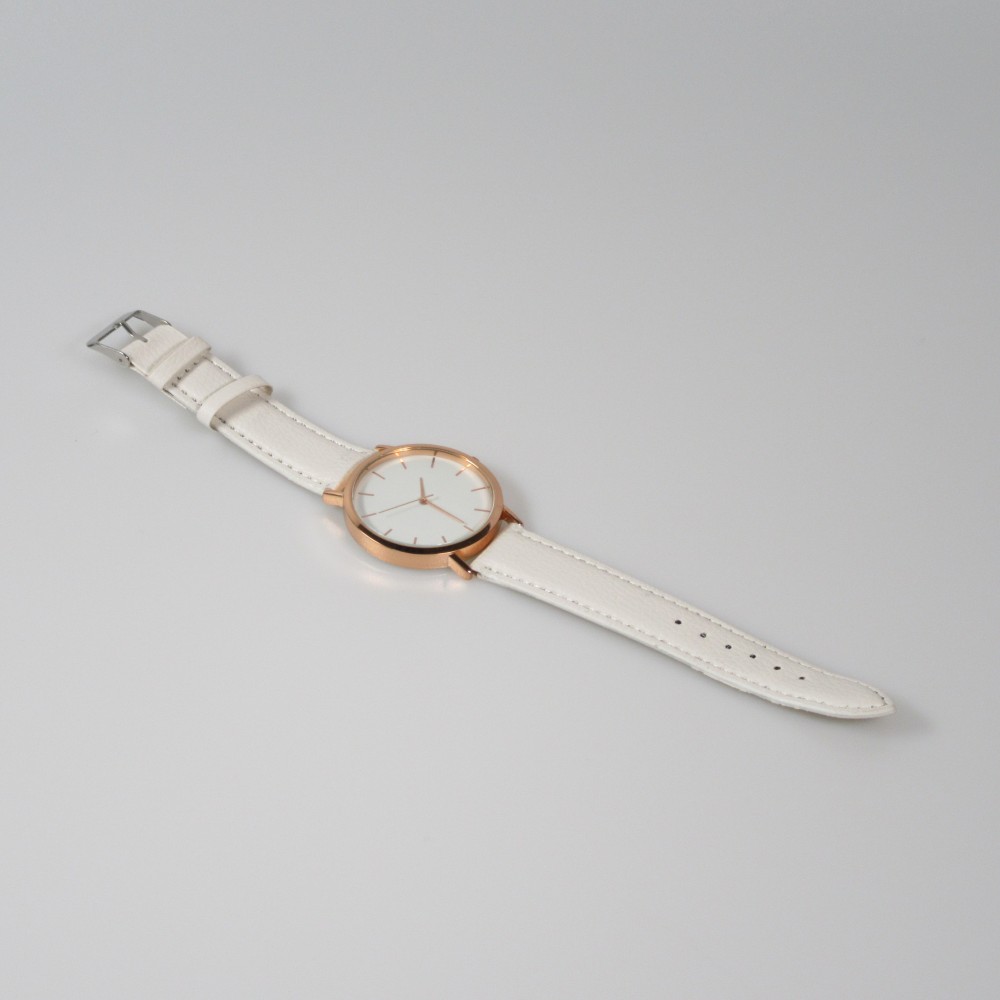 Uhr mit Bronzegehäuse und Armband - Weiss
