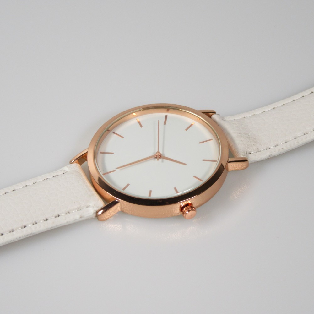 Uhr mit Bronzegehäuse und Armband - Weiss