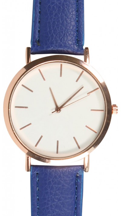 Montre boitier bronze avec bracelet - Bleu