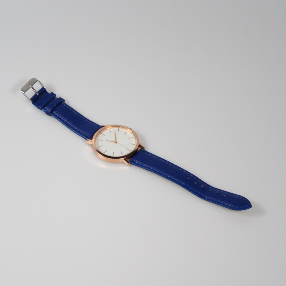 Montre boitier bronze avec bracelet - Bleu