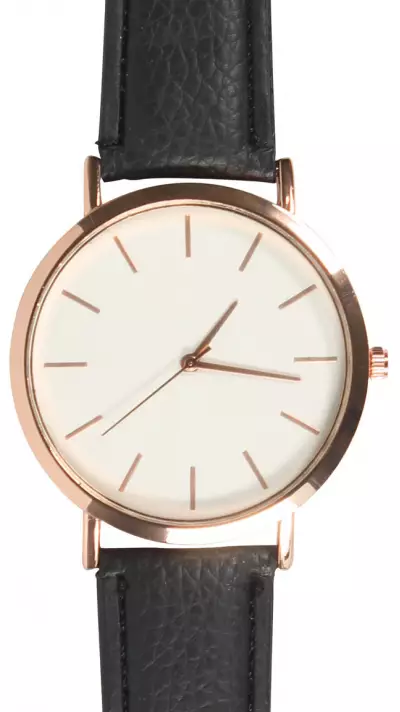 Montre boitier bronze avec bracelet - Noir