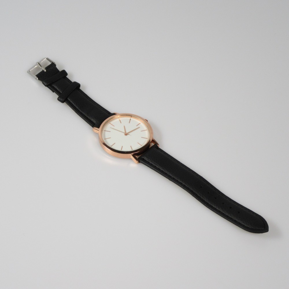 Uhr mit Bronzegehäuse und Armband Schwarz