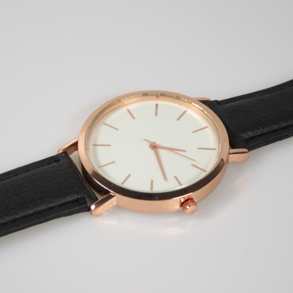 Montre boitier bronze avec bracelet - Noir