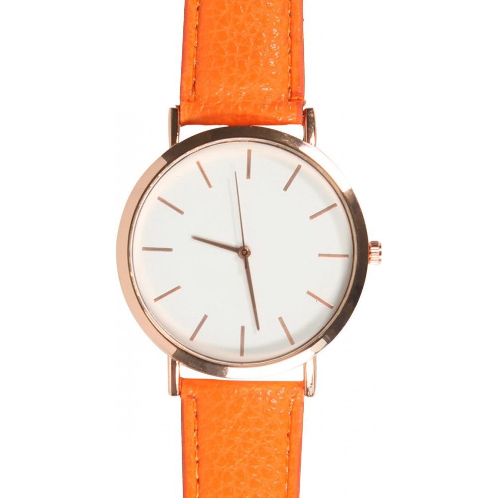 Montre boitier bronze avec bracelet - Orange