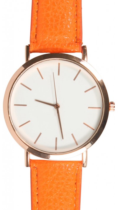 Montre boitier bronze avec bracelet - Orange