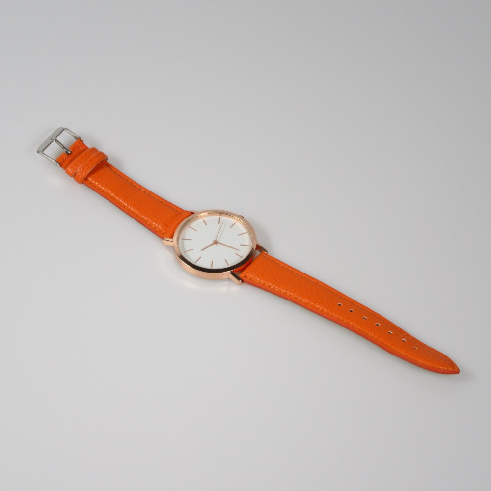 Montre boitier bronze avec bracelet - Orange