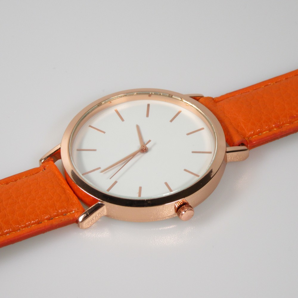 Uhr mit Bronzegehäuse und Armband - Orange