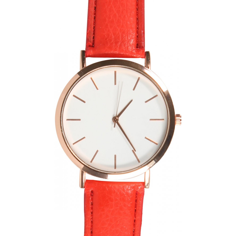 Uhr mit Bronzegehäuse und Armband - Rot