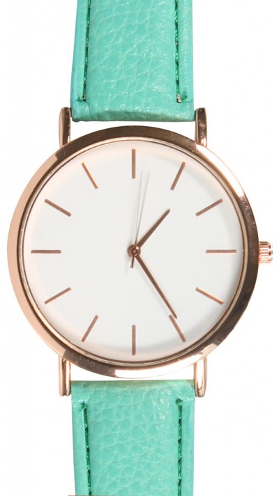 Montre boitier bronze avec bracelet - Turquoise