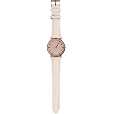 Montre boitier or rose avec cadran nacré rose - Bracelet - Blanc - Fashion