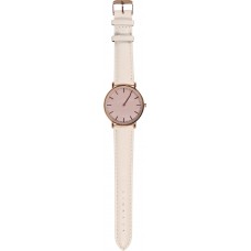 Montre boitier or rose avec cadran nacré rose - Bracelet - Blanc - Fashion