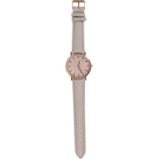 Armbanduhr mit goldig-rosa Rahmen und Perlmutter Zifferblatt - Armband - Hellgrau - Fashion