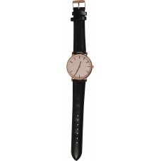 Armbanduhr mit goldig-rosa Rahmen und Perlmutter Zifferblatt - Armband - Schwarz - Fashion
