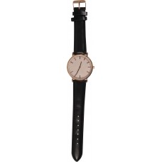 Montre boitier or rose avec cadran nacré rose - Bracelet - Noir - Fashion