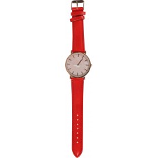 Armbanduhr mit goldig-rosa Rahmen und Perlmutter Zifferblatt - Armband - Rot - Fashion