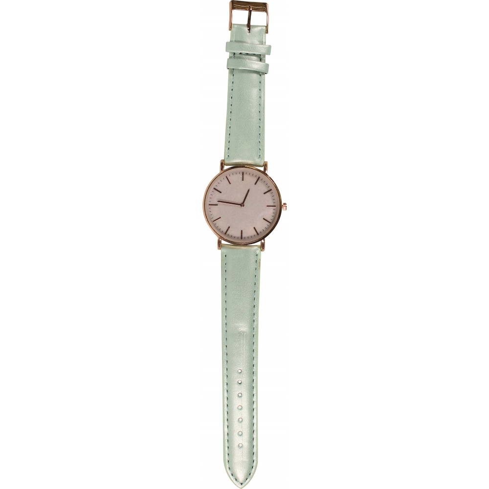 Montre boitier or rose avec cadran nacré rose - Bracelet - Turquoise - Fashion