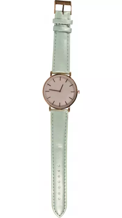 Montre boitier or rose avec cadran nacré rose - Bracelet - Turquoise - Fashion