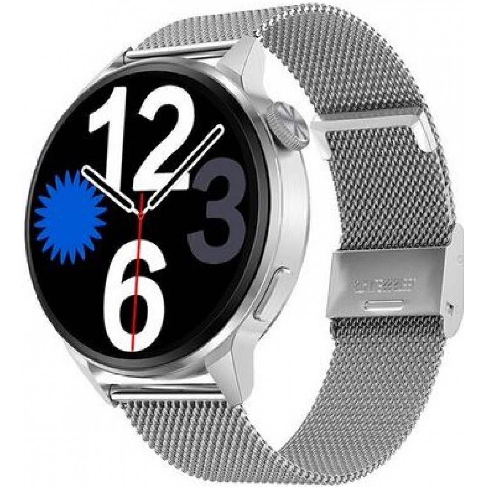 Universal Smartwatch DT4+ mit Mailänder Edelstahl Armband NFC/ECG/Schlaf - Silber