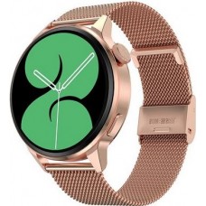 Montre connectée universelle DT4+ avec bracelet milanais en acier NFC/ECG/Sommeil - Or - Rose
