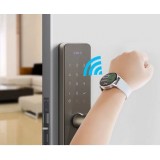 Montre connectée universelle DT4+ avec bracelet milanais en acier NFC/ECG/Sommeil - Or - Rose