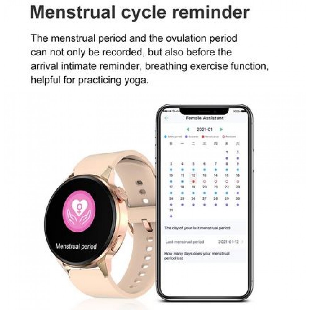 Montre connectée universelle DT4+ avec bracelet milanais en acier NFC/ECG/Sommeil - Or - Rose