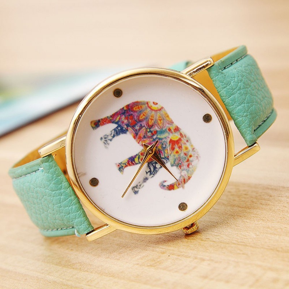 Montre elephant - Vert menthe