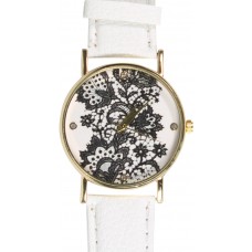 Armbanduhr orientalische Blumen mit Strasssteinen - Weiss
