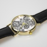 Armbanduhr orientalische Blumen mit Strasssteinen - Schwarz