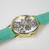 Armbanduhr orientalische Blumen mit Strasssteinen - Türkis