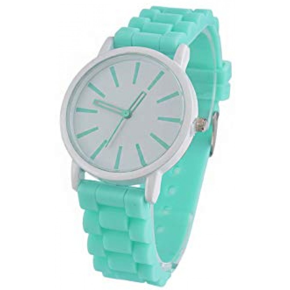 Montre avec bracelet en silicone - Robuste et très confortable même lorsqu'elle est portée pendant longtemps - Vert menthe