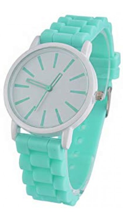 Montre avec bracelet en silicone - Robuste et très confortable même lorsqu'elle est portée pendant longtemps - Vert menthe