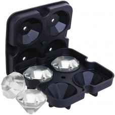 Eiswürfel Former aus Silikon für 4 kreative Eiswürfel in Diamanten Form - Schwarz