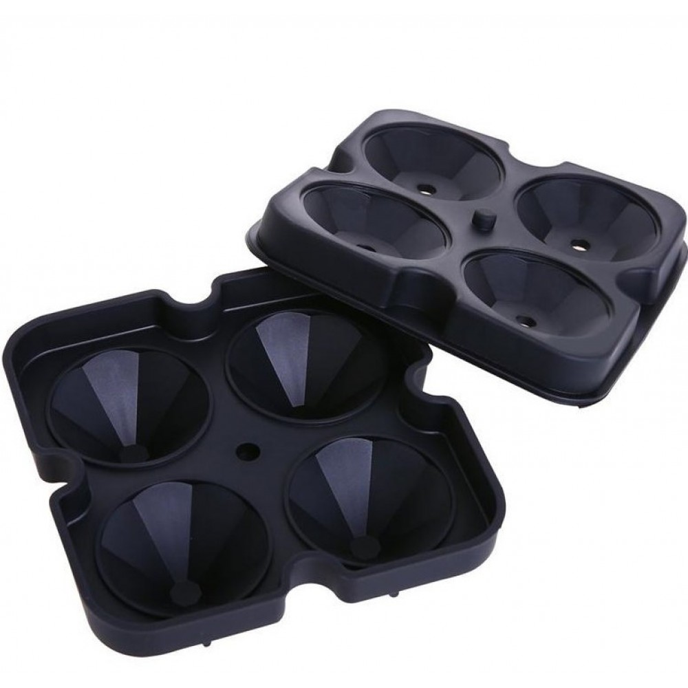 Moule à glaçons en silicone pour 4 glaçons créatifs en forme de diamant - Noir