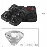 Eiswürfel Former aus Silikon für 4 kreative Eiswürfel in Diamanten Form - Schwarz