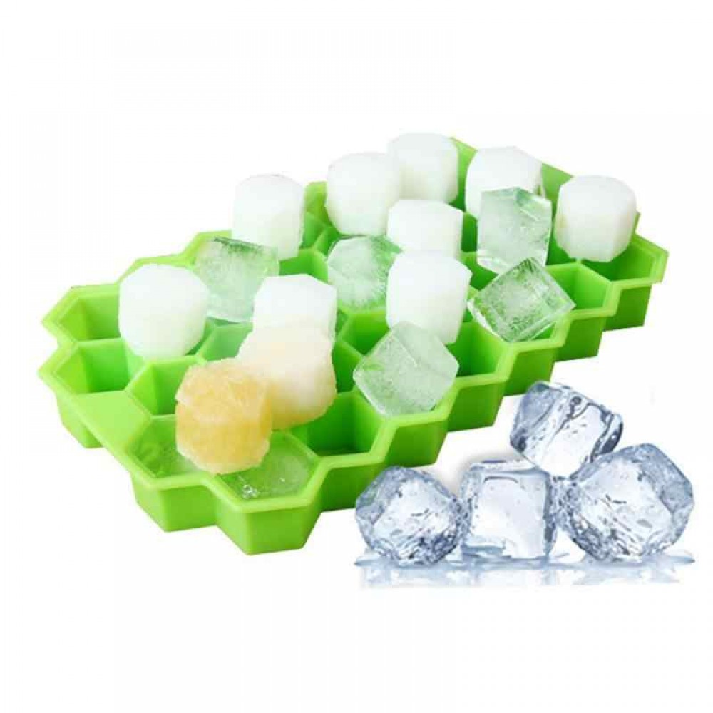 Moule nid d'abeille en silicone pour 37 glaçons souple + couvercle, cocktail, bar, ice-cube - Vert