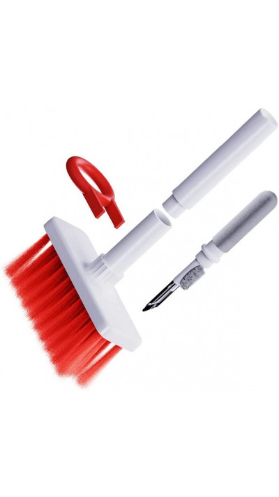 Outil de nettoyage 5 en 1 pour clavier et AirPods - Blanc - Rouge